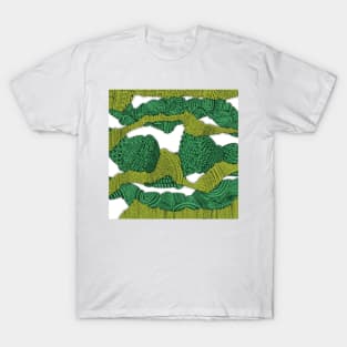 3D Intricate Intertwined Zentangle Doodle , Green Hues,  Bright n’ Bold Abstract Pattern T-Shirt